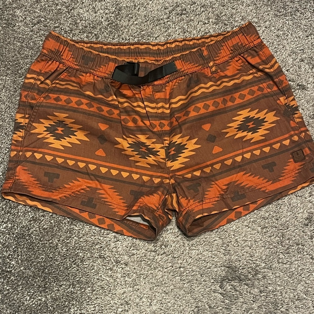 Passengers Aztec Print Orange and Brown Shorts